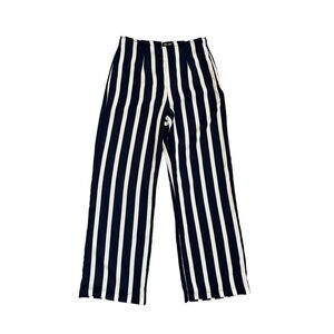 dee elly Blue White Stripe Palazzo Wide Leg Crop Pants Sm Coastal Nautical NWT